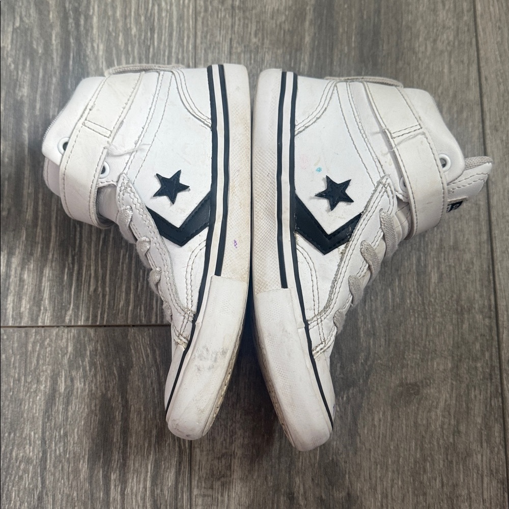 Converse White and Black High-Top Sneakers - Picture 6 of 9